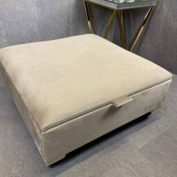 Coffee Table Storage Upholstered in Soft Velvet & Handmade Legs Included - thumbnail 2