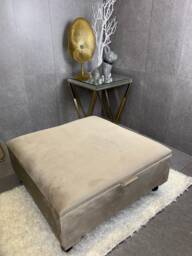 Coffee Table Storage Upholstered in Soft Velvet & Handmade Legs Included - thumbnail 1