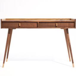 Mid Century Modern Walnut Desk, Solid Wood Legs, Handmade - thumbnail 4