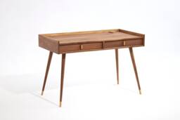 Mid Century Modern Walnut Desk, Solid Wood Legs, Handmade