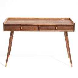 Mid Century Modern Walnut Desk, Solid Wood Legs, Handmade - thumbnail 3