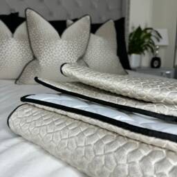 Bed Runner, Piped Throw , Double, King Size, Super King, Grey Black Bedding Set, Luxury Runner For Or Hotel, Origami - thumbnail 4