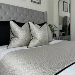 Bed Runner, Piped Throw , Double, King Size, Super King, Grey Black Bedding Set, Luxury Runner For Or Hotel, Origami - thumbnail 3