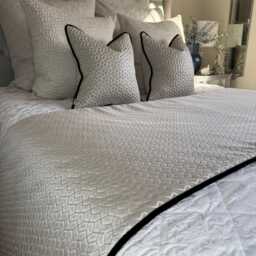 Bed Runner, Piped Throw , Double, King Size, Super King, Grey Black Bedding Set, Luxury Runner For Or Hotel, Origami