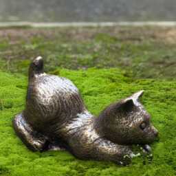 Cute Concrete Kitten Figurine Garden Stone Kitty Sculpture Handmade Memorial Pet Ornament Cat Patio Decor Cement Statue Art - thumbnail 2