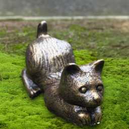 Cute Concrete Kitten Figurine Garden Stone Kitty Sculpture Handmade Memorial Pet Ornament Cat Patio Decor Cement Statue Art - thumbnail 1