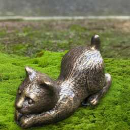 Cute Concrete Kitten Figurine Garden Stone Kitty Sculpture Handmade Memorial Pet Ornament Cat Patio Decor Cement Statue Art - thumbnail 4