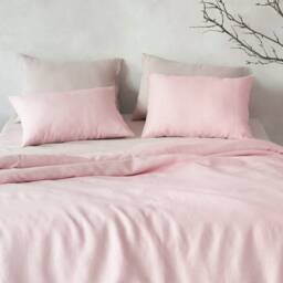 Dusty Rose Pillowcases, Natural Linen Pillowcase Set, Pink Pillow Covers, Queen, King, Euro Shams - thumbnail 3