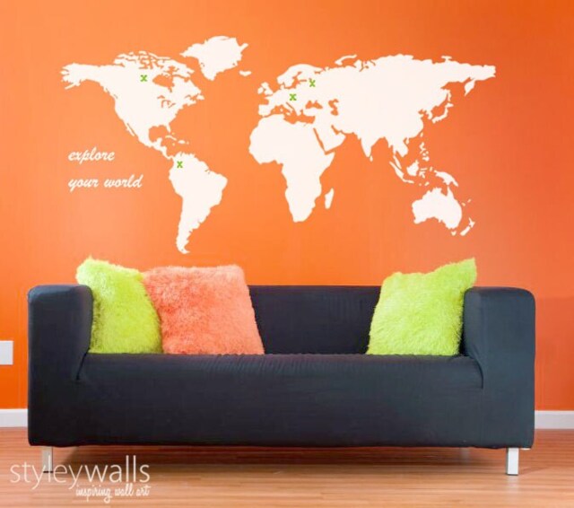 World Map Wall Decal, Home Decor Living Room Decor, Office Decal Sticker, Sticker - image 1