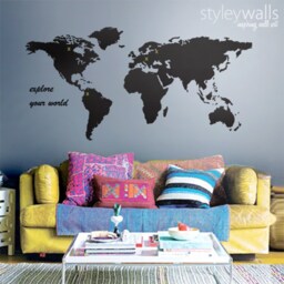 World Map Wall Decal, Home Decor Living Room Decor, Office Decal Sticker, Sticker - thumbnail 2