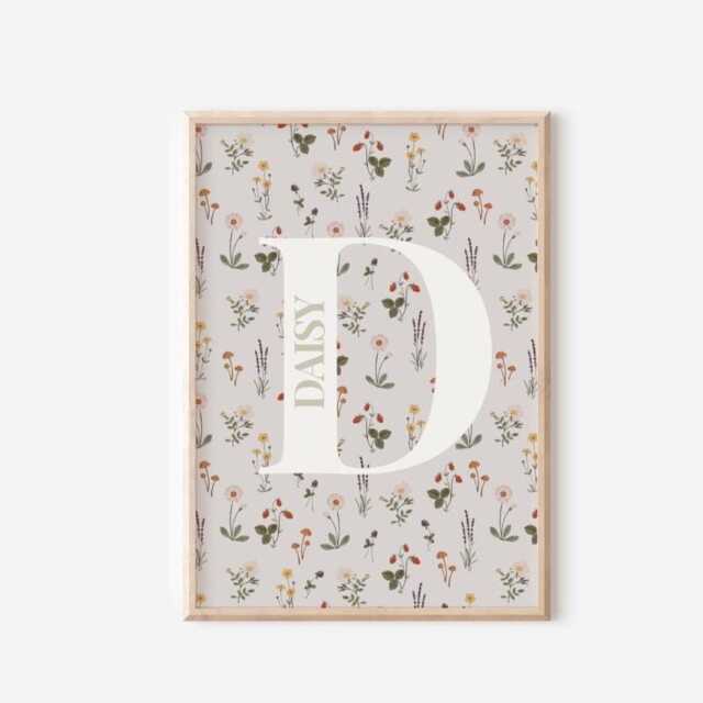 Personalised Girls Initial & Name Print For Bedroom, Nursery Or Playroom - image 1
