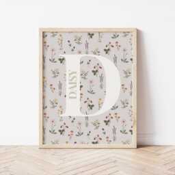 Personalised Girls Initial & Name Print For Bedroom, Nursery Or Playroom - thumbnail 3