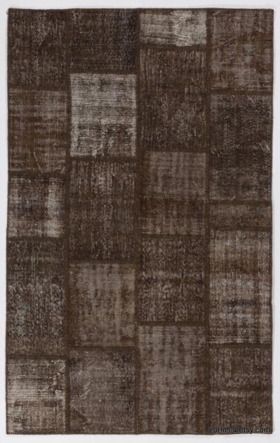Brown Handmade Turkish Patchwork Rug - image 1