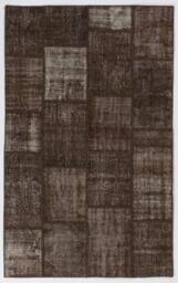 Brown Handmade Turkish Patchwork Rug - thumbnail 1