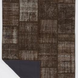 Brown Handmade Turkish Patchwork Rug - thumbnail 3