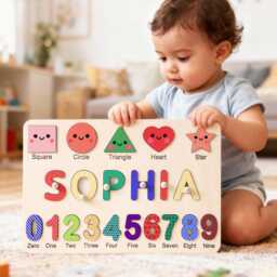 Personalized Baby Name Puzzle, Early Learning Busy Board, Wooden Toy, Room Decor, 1st Christmas Gift For Kids, Birthday