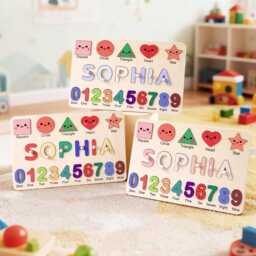 Personalized Baby Name Puzzle, Early Learning Busy Board, Wooden Toy, Room Decor, 1st Christmas Gift For Kids, Birthday - thumbnail 2