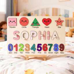 Personalized Baby Name Puzzle, Early Learning Busy Board, Wooden Toy, Room Decor, 1st Christmas Gift For Kids, Birthday - thumbnail 3
