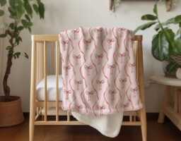 Bows - Pink & Red Wavy, Sherpa Fleece Blanket, Decor, Kids Bedding, Blankets, Children's Room, & Bows, Girls Blanket