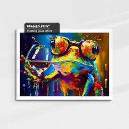 Frog Toasting Drink Glasses Animal Art Abstract Oil Painting Framed Poster Print & Canvas Wall Living Home Decor Interior Gift - thumbnail 3