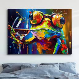 Frog Toasting Drink Glasses Animal Art Abstract Oil Painting Framed Poster Print & Canvas Wall Living Home Decor Interior Gift - thumbnail 1