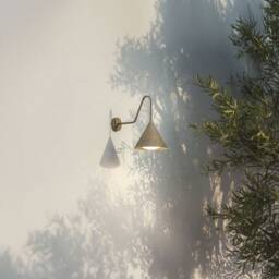 Outdoor Aged Brass Wall Sconce, Gooseneck Sconce Lighting, Industrial Light Fixture, Unique Exterior Lamp - thumbnail 2