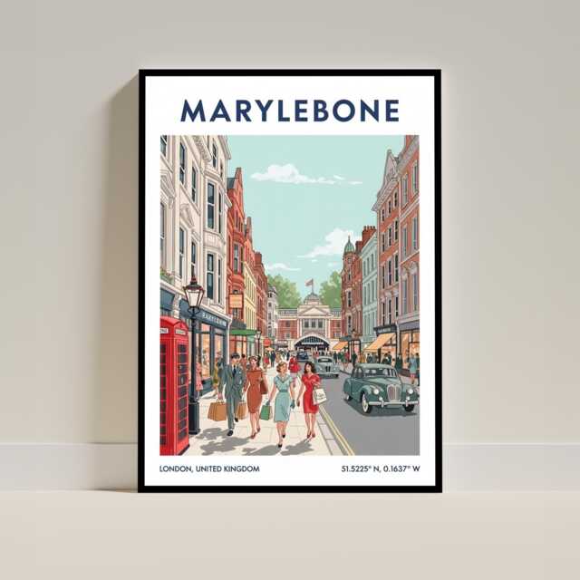 Marylebone London Vintage Travel Poster - Retro UK Art Print - image 1
