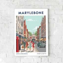 Marylebone London Vintage Travel Poster - Retro UK Art Print - thumbnail 2