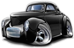 1940 Willys Car Wall Decal Vintage Cartoon Vinyl Sticker - thumbnail 1