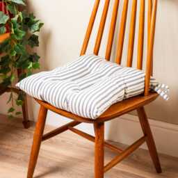"Nautical Cotton Ticking Stripe Quilted Seat Pad in Navy Blue. Luxury Dining Chair With Ties. Deep-Filled & Supersoft. 16X16"" X 3" - thumbnail 1