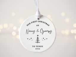Personalised First Christmas As Nanny & Grampy Tree Decoration - Grandparents Ornament Bauble - thumbnail 1