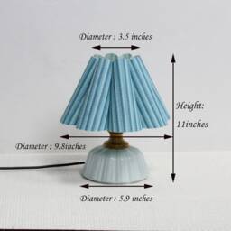 Handmade Lake Blue Striped Fabric Table Lamp - Ceramic Base-89# - thumbnail 2