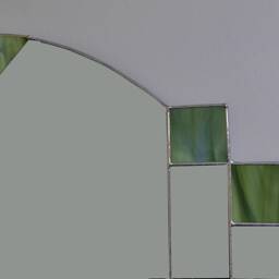 Art Deco Green Mirror - Rectangular Stained Glass Hand Crafted - thumbnail 4