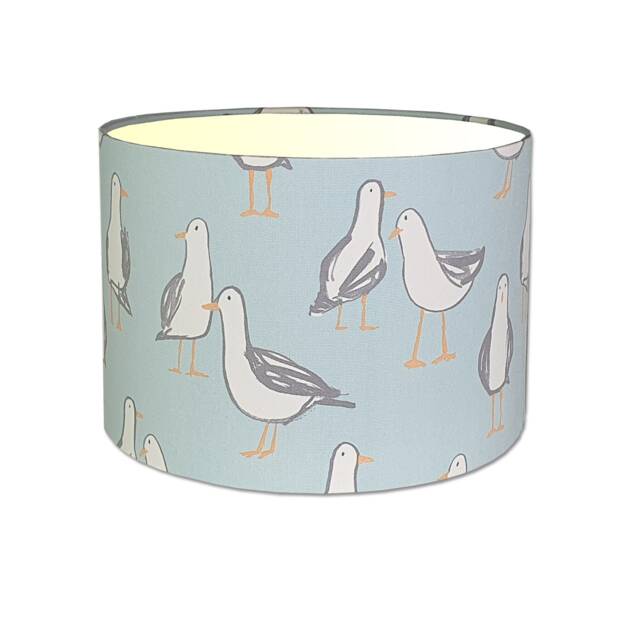 Lampshades in Laridae Seagull Duck Egg Blue Fabric Handmade Various Sizes Free Delivery - image 1