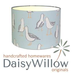 Lampshades in Laridae Seagull Duck Egg Blue Fabric Handmade Various Sizes Free Delivery - thumbnail 2