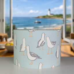 Lampshades in Laridae Seagull Duck Egg Blue Fabric Handmade Various Sizes Free Delivery - thumbnail 3