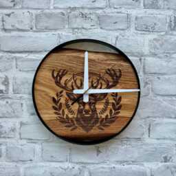 Deer Wall Clock, Carved Wood Clocks, Silent Round Themed Merry Christmas, Holiday Gifts, New First Home Gift, Year Gift - thumbnail 2