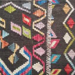 Handmade Afghan Kilim Rug, Geometric Tribal Design, Multicolour Artisan Persian Turkish Flatweave, Natural Wool, 158x105 cm - thumbnail 3