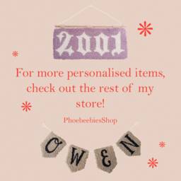 Custom Year Banner, Handmade Punch Needle Wall Hanging, Anniversary Or Birthday Gift - thumbnail 4