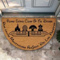 Monorail Theme Doormat, Park Fans Home Decor, Castle Style Welcome Mat, Front Patio Rug, Unique Housewarming Gift - thumbnail 2