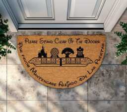 Monorail Theme Doormat, Park Fans Home Decor, Castle Style Welcome Mat, Front Patio Rug, Unique Housewarming Gift - thumbnail 1