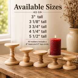 Wood Pillar Candlestick Holder Wedding Table Centerpiece Diy Candle Stand Rustic Riser Home Decor Mantel - thumbnail 2