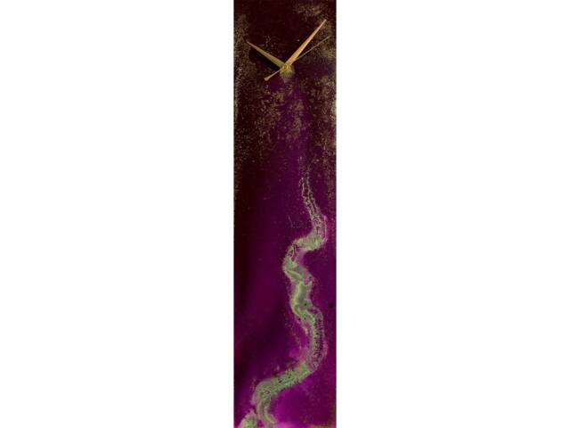 Maroon Red Wall Clock - Rectangular Clock Modern Decor Art On Glass For Unusual - image 1