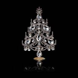 Charming Table Top Glass Xmas Tree, Handcrafted With Clear Coloured Czech Rhinestone Crystal. Decorated Christmas Ornaments - thumbnail 2