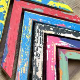 Colourful Distressed Picture Frame - Funky Paint Splash Photo Eclectic Wall Art Handmade Wooden - thumbnail 3
