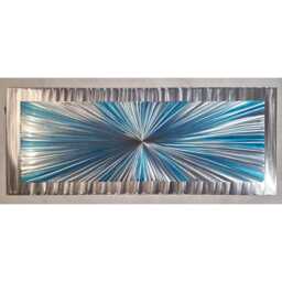 "Modern Metal Wall Art, Teal & Silver, " - thumbnail 1