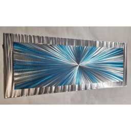 "Modern Metal Wall Art, Teal & Silver, " - thumbnail 3