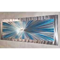 "Modern Metal Wall Art, Teal & Silver, " - thumbnail 2