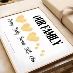 Personalized Family Names Print Heart & Paw Prints Home Decor - thumbnail 3