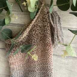 Gray & Beige Farmhouse Christmas Stocking Hand Knit Holiday Decor - thumbnail 2